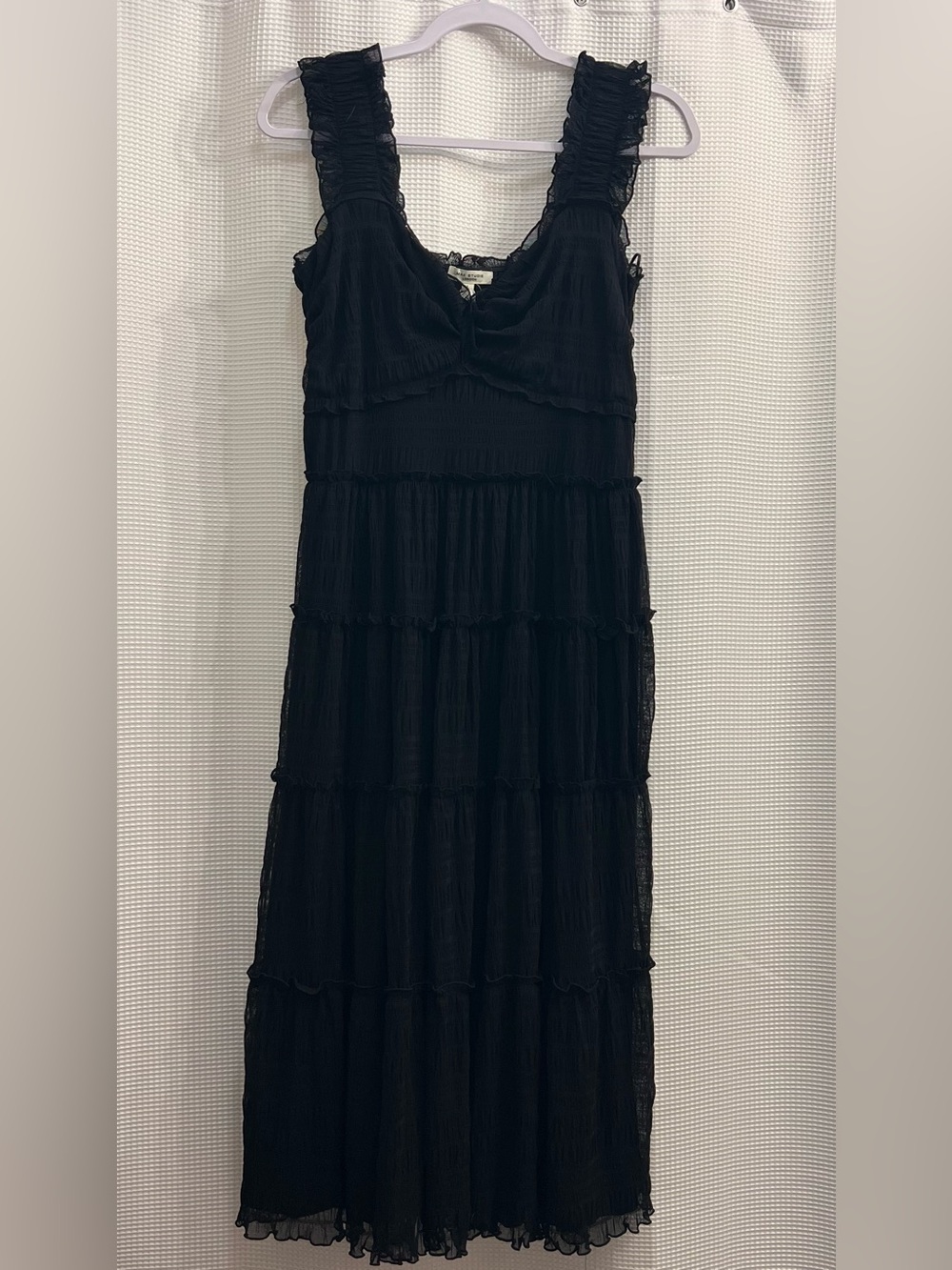 Max Studio Black Ruffled Tiered Midi Dress